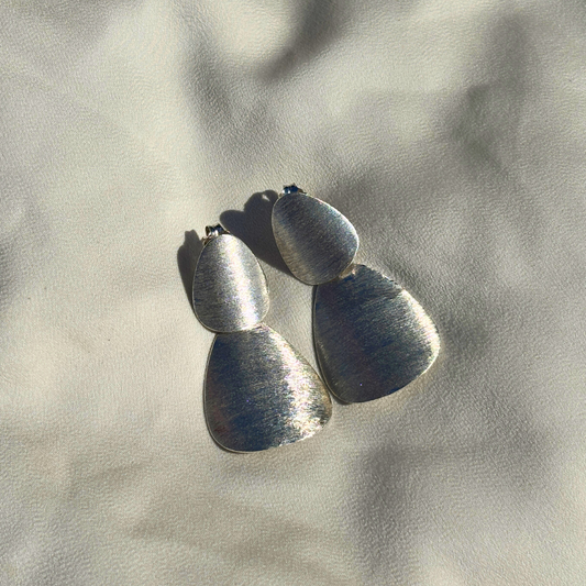 Brushed-Finish Handmade Sterling Silver Statement Earrings