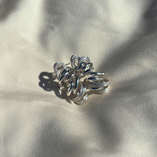 Sterling Silver Earrings with Cubic Zirconia Inspired by the Year of the Snake